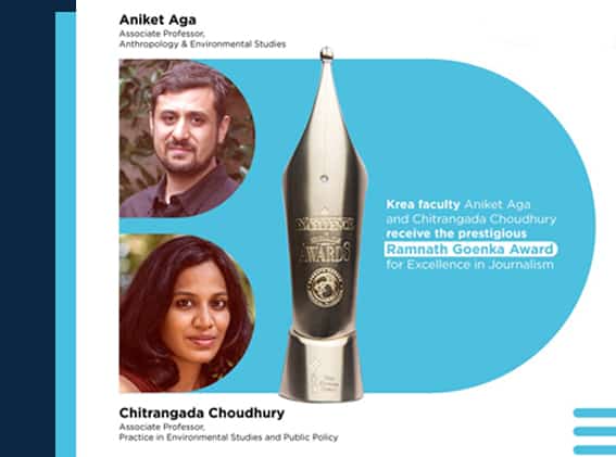 Krea University Faculty Receive Prestigious Ramnath Goenka Award for Environment Journalism